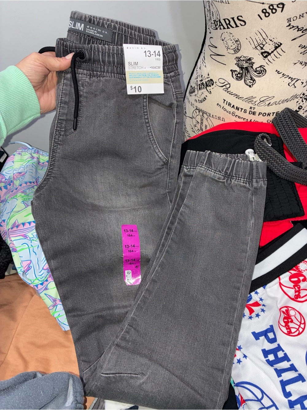 NWT Slim Stretch Kids' Jogger Bottoms in Charcoal Gray Size 13-14 (Boys XL)